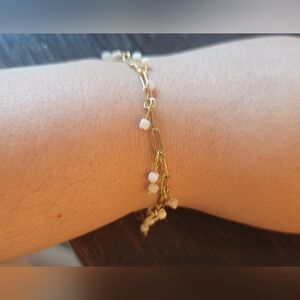 New! Paper clip Stainless Steel bracelet with moonstone